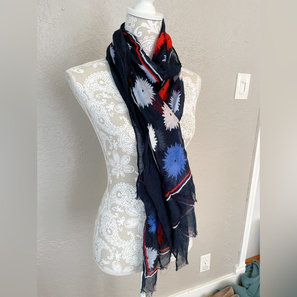 Kate spade Floral Patterned Scarf - Black, Red, Blue - Picture 3 of 7